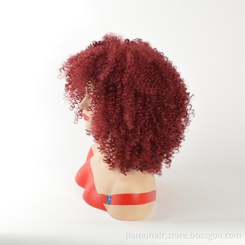 Short Hair Afro Kinky Curly Wigs With Bangs For Women African Synthetic Ombre Cosplay Wigs Wholesale